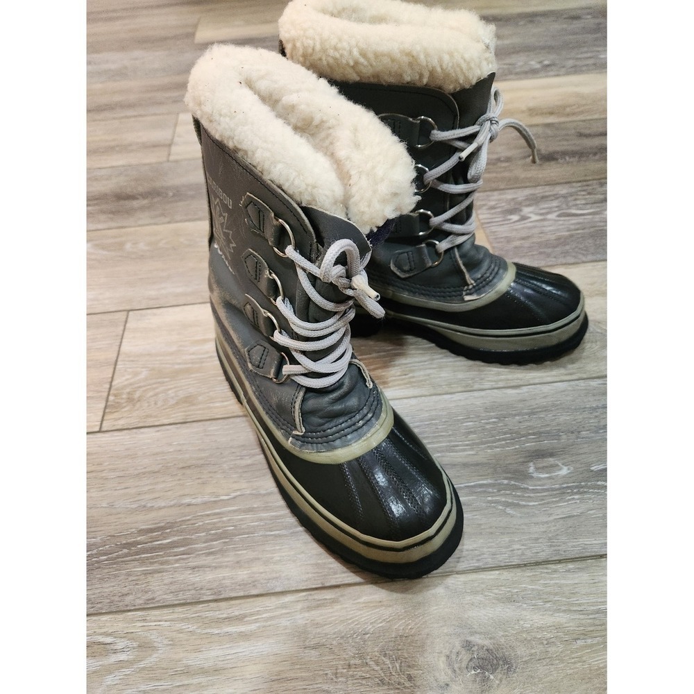 Sorel Kaufman Caribou Gray Men 6 Winter Boots Wool Liners Canada Women 7.5
